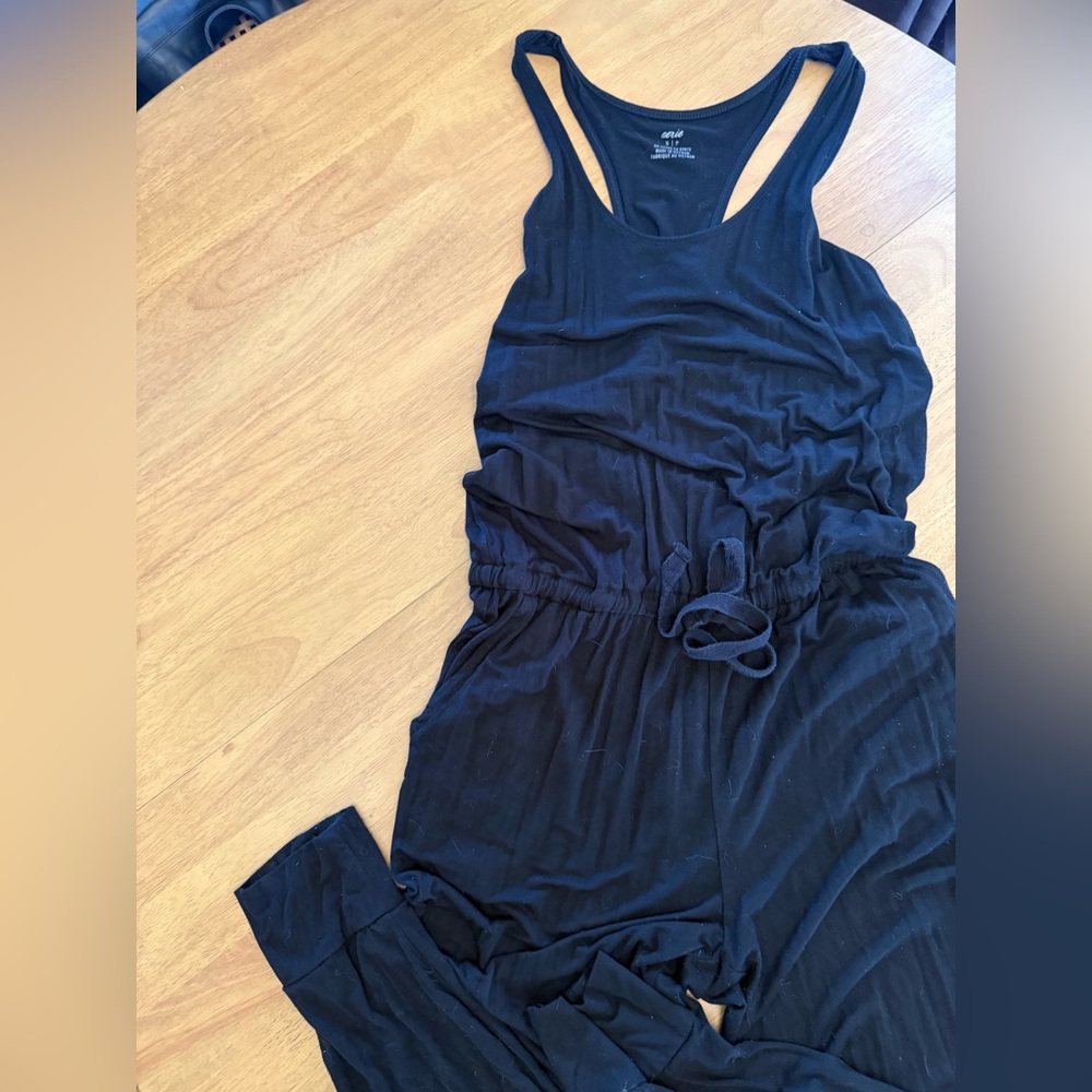 Aerie Black Jogger Jumpsuit